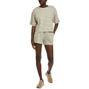 Marion Womens  2Pc Striped Tee Shirt & Short Set, Green
